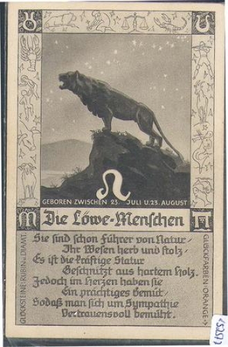 Zodiac sign, Leo with characteristics, * approx. 1920