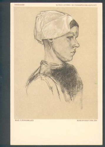 Liebermann Max artist card girl K 39 * approx. 1910