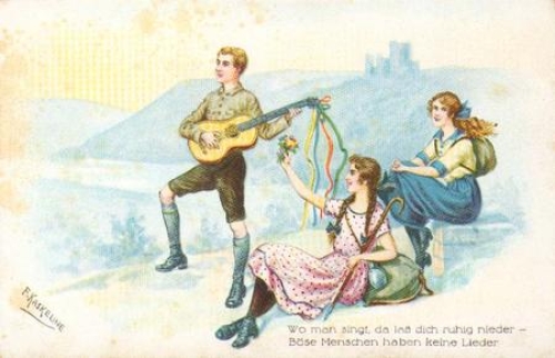 Kaskeline F. Artist card "Where you sing..." * ca. 1920