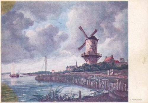 j. van Ruisdael "die Windmühle von Wijk" Künstlerkarte * ca. 1940