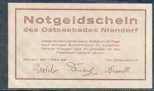 23669 Ostseebad Niendorf City emergency money 50 pfennigs 1921