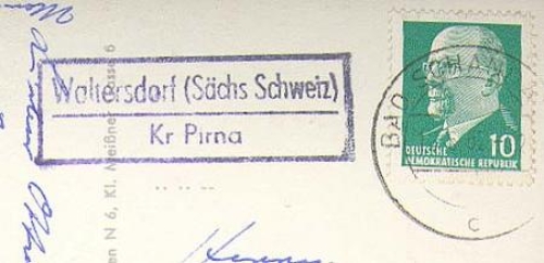 01814 Rathen post office stamp Waltersdorf o 16.6.1962