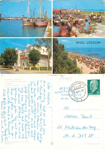 17406 Karlshagen Trassenheide Koserow Indel Usedom AK o 12.8.1971
