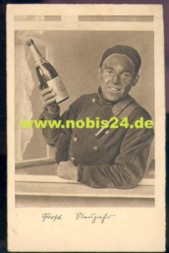 Chimney sweep with New Year's champagne bottle * approx. 1920
