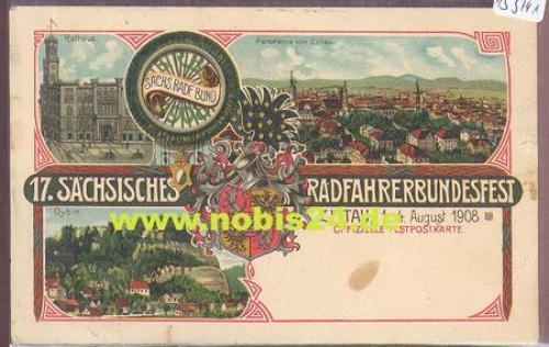 02763 Zittau Litho 17.Radfahrerbundfest *1908