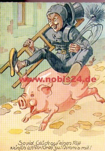 Chimney sweep rides pig * approx. 1950