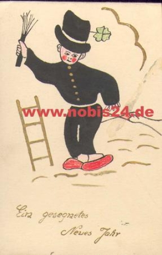 Chimney sweep with goose, folded card used. 1956