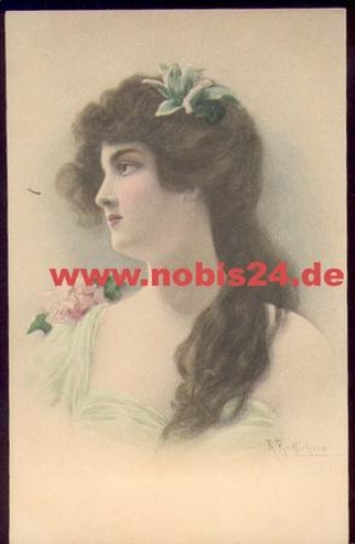 Woman with hat M. M. Vienne artist card M. Munk sig. v. Wichera 229 * approx. 1920