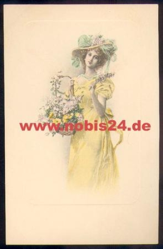 Woman with a basket of flowers Artist's card M. M. Vienne No. 276 M. Munk * approx. 1920