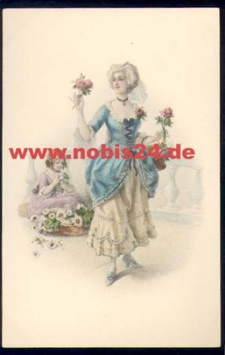 Woman with Flowers and Child Artist's Card M. M. Vienne No. 577 M. Munk * approx. 1920