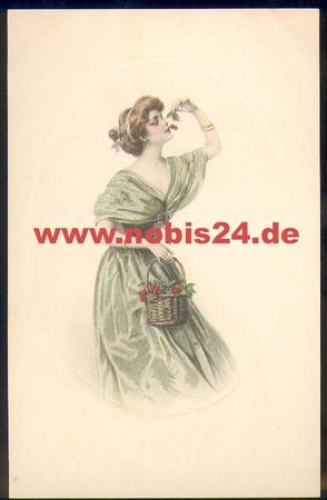 Woman with Cherries Artist's Card M. M. Vienne No. 438 M. Munk * approx. 1920