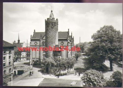 07381 Poessneck  Weißer Turm mit Schule o 12.3.1979