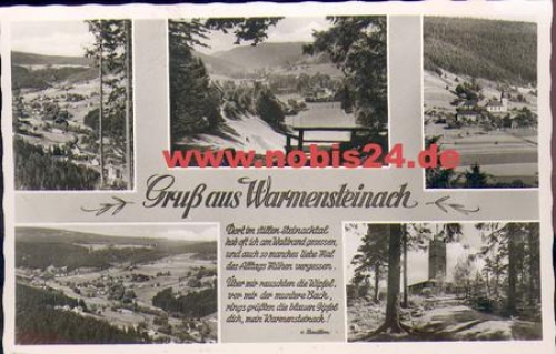 95485 Fleckl post office stamp on AK WArmensteinach, 07/27/1955