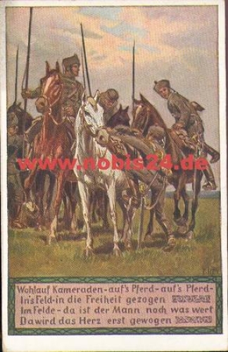 Paul Hey "Wohlauf comrades..." Soldiers' Song Card No. 12 artist card o 12.1.1916