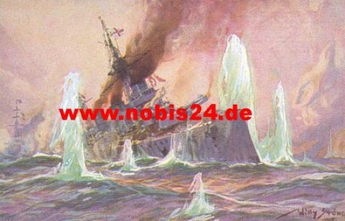 Seegefecht in der Nordsee Künstlerkarte Willy Stöwer *ca. 1915