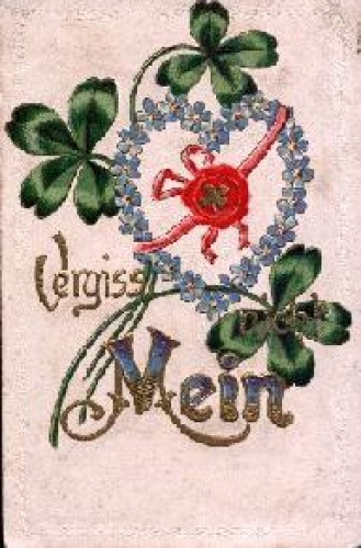 Forget-me-not with shamrocks embossed card o 4.1.1905