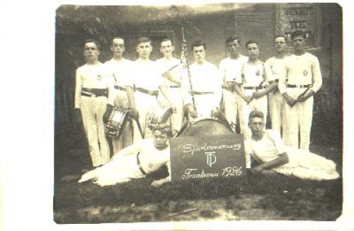 09306 Frankenau marching band real photo card * 1926