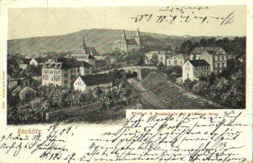 Rochlitz Blick von Realschule auf Schloss u. Berg o 29.7.1902