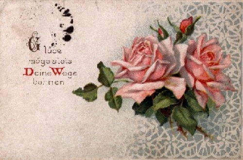 Rosen rosa "May happiness always pave your way" gebr. circa 1920