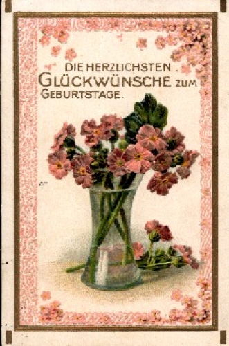 Geranium embossed card o 19.8.1911