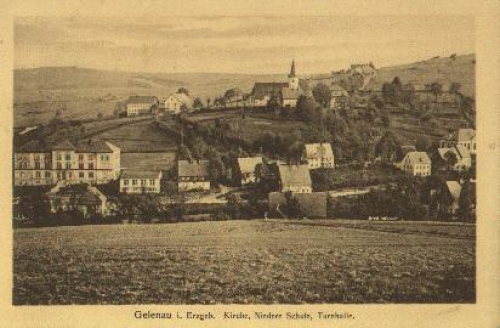 09423 Gelenau Erzgebirge Church, low school, gym, 02/05/1961