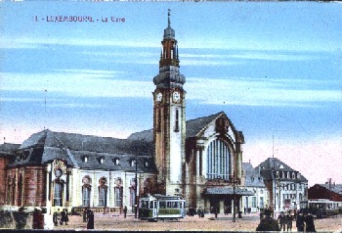 Luxembourg Gare train station tram * ca. 1920