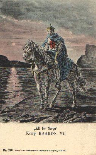 Norway King Haakon VII on horseback, gebr. circa 1915
