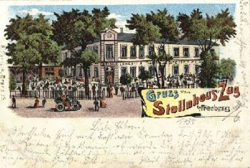 09600 Zug, Gruss vom Stollnhaus Farblitho, o 05.06.1905