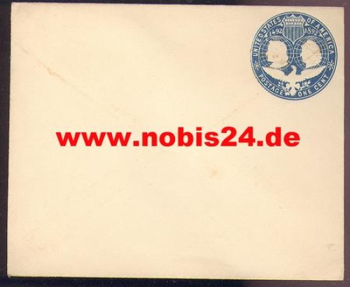 USA postal stationery envelope one cent 1892