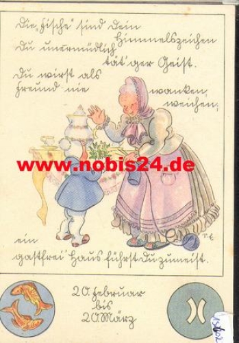 Sign of the zodiac, Pisces with characteristics, No. 860/3 * approx. 1950