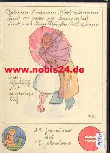 Sign of the zodiac, Aquarius with characteristics, No. 860/2 * approx. 1950