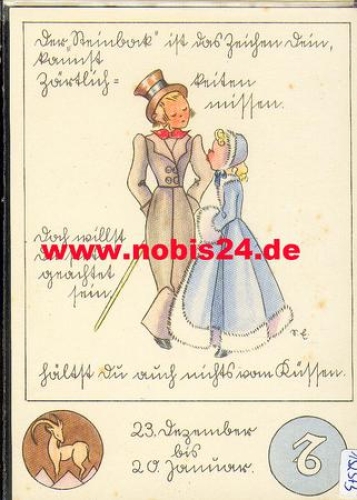 Sign of the zodiac, Capricorn with characteristics, No. 860/1 * approx. 1950