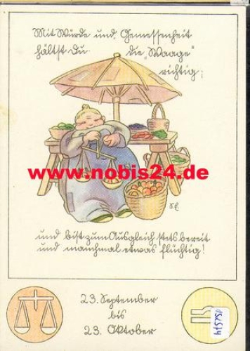 Sign of the zodiac, Libra with properties, No. 860/10 * approx. 1950