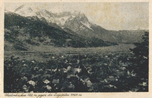 82467 Partenkirchen gegen Zugspitze, gebr. ca. 1920