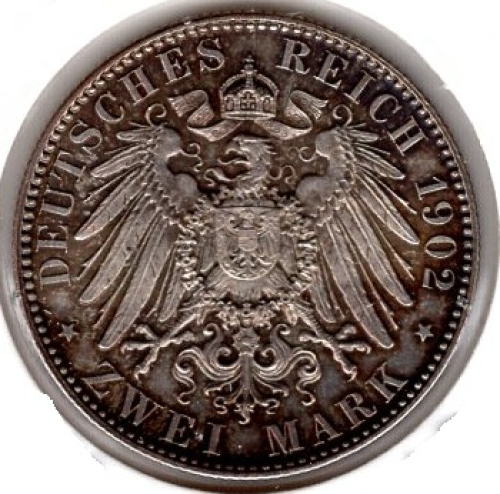 2 Marks of Saxony 1902 King Albert 1873-1902 on his death