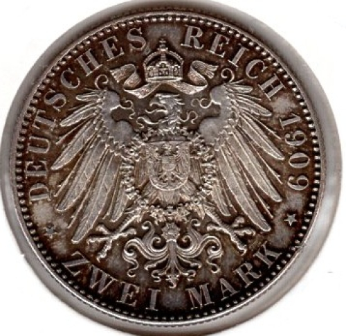 2 Mark Saxony 1909 Frederick Augustus III (1904-1918) University of Leipzig