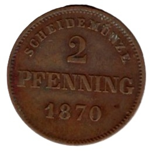 2 Pfennig Bayern 1870 Ludwig II.