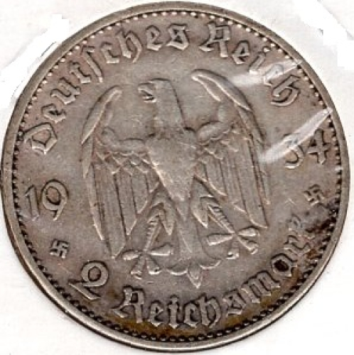 Jäger 0355 - 2 Reichsmark 1934 A Garnisonskirche mit Datum Silbermünze Deutsche Reich
