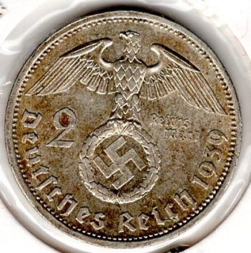 Jäger 0366 2 Reichsmark 1939 A Hindenburg Silbermünze Deutsches Reich