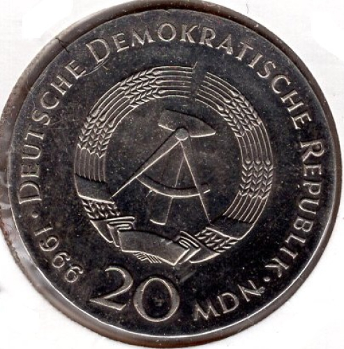 20 Mark DDR 1966 Gottfried Wilhelm Leibnitz Silbermünze