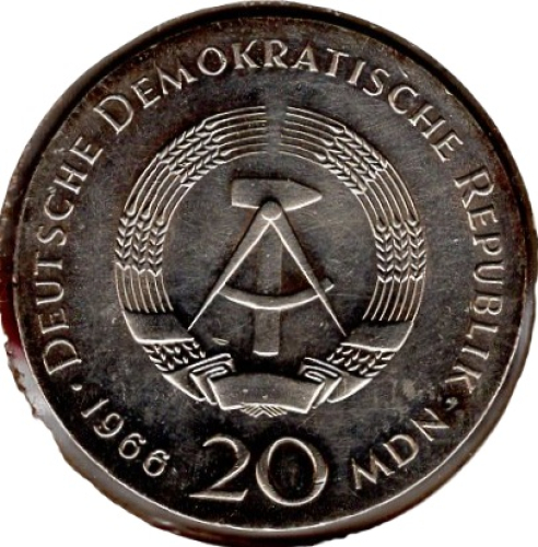 20 Mark DDR 1966 Gottfried Wilhelm Leibnitz Silbermünze