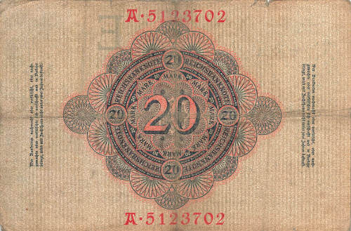 20 Mark Reichsbanknote 8. Juni 1907 RO28 DEU-25
