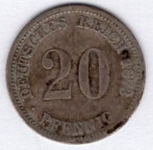 20 Pfennig 1873 A Silver Coin, Imperial Germany