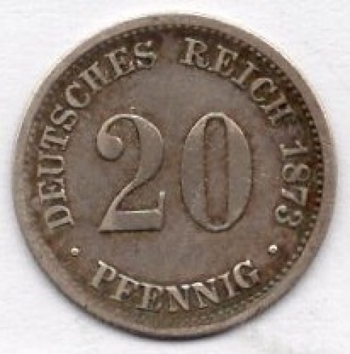 20 Pfennig 1873 F Imperial Silver Coin
