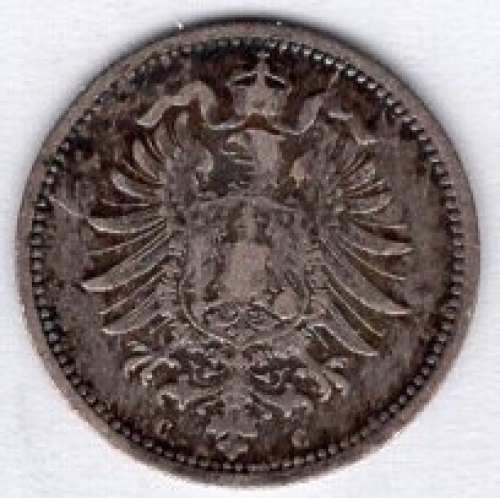 20 Pfennig 1874 C Imperial Silver Coin