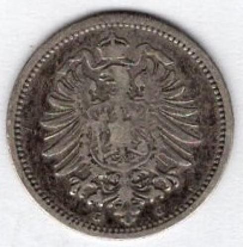 20 Pfennig 1874 G Imperial Silver Coin