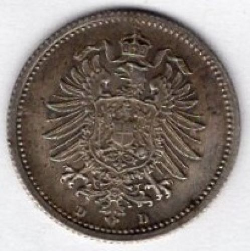 20 Pfennig 1875 B Imperial Silver Coin