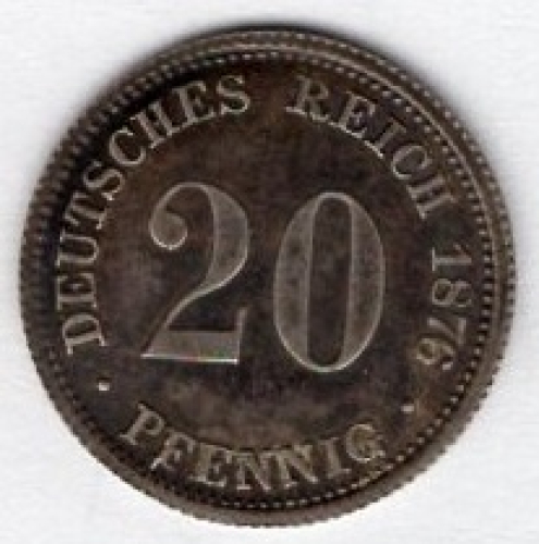 20 Pfennig 1875 B Imperial Silver Coin