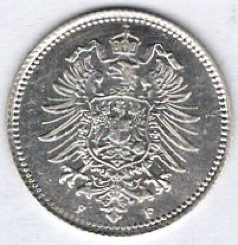 20 Pfennig 1875 B Imperial Silver Coin