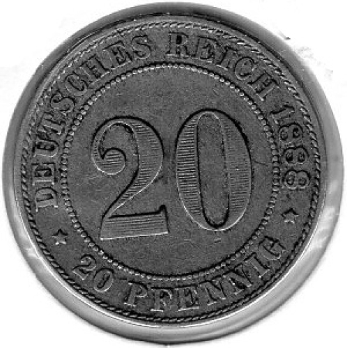 20 Pfennig 1888 J German Empire